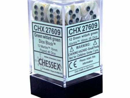 Chessex - Marble 16mm d6 Green Dark Green Block (12) Online