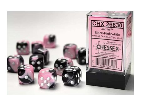 Chessex - Gemini 12mm d6(36 Dice) Black-Pink White Online Sale